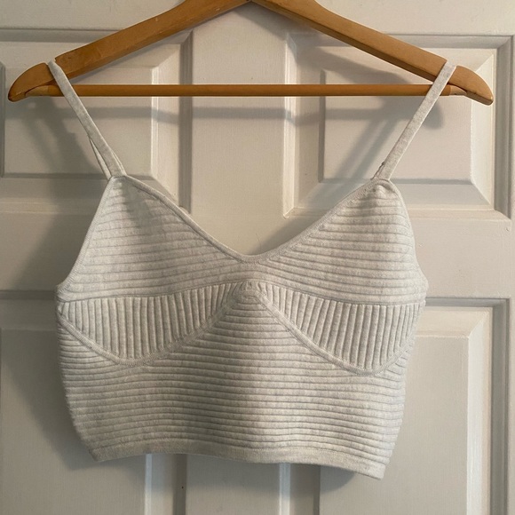 Aerie Light Weight Heather Grey Sweater Crop Top Size M - Picture 1 of 6